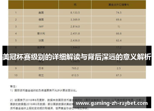 美冠杯赛级别的详细解读与背后深远的意义解析